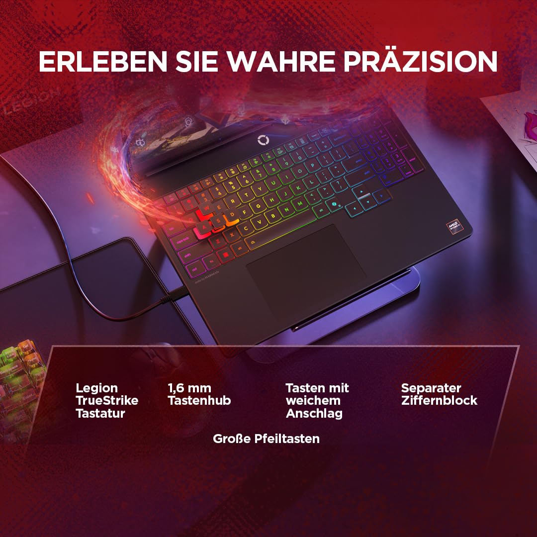 Lenovo Legion 5 Gaming AI Laptop | 15.3" WQXGA OLED 165Hz Display | AMD Ryzen 7 250 | 32GB RAM | 1TB SSD | NVIDIA GeForce RTX 5060 | Windows 11 | QWERTZ | Schwarz | 3 Monate GamePass