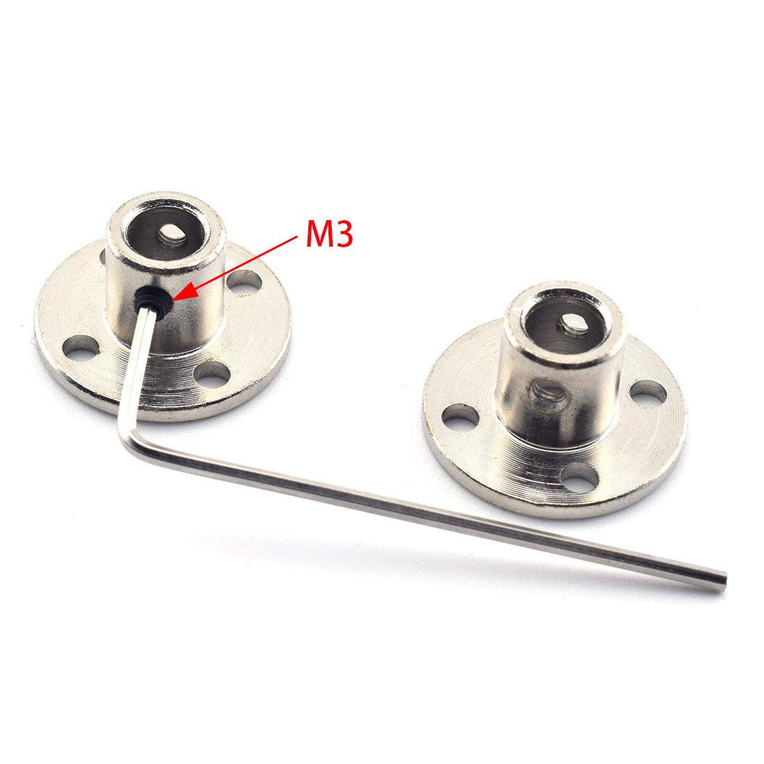Flange Shaft Coupling For RC Motors | 12mm Aperture Stainless Steel Hub Coupler - 56.8mm Diameter, 26.4mm Width