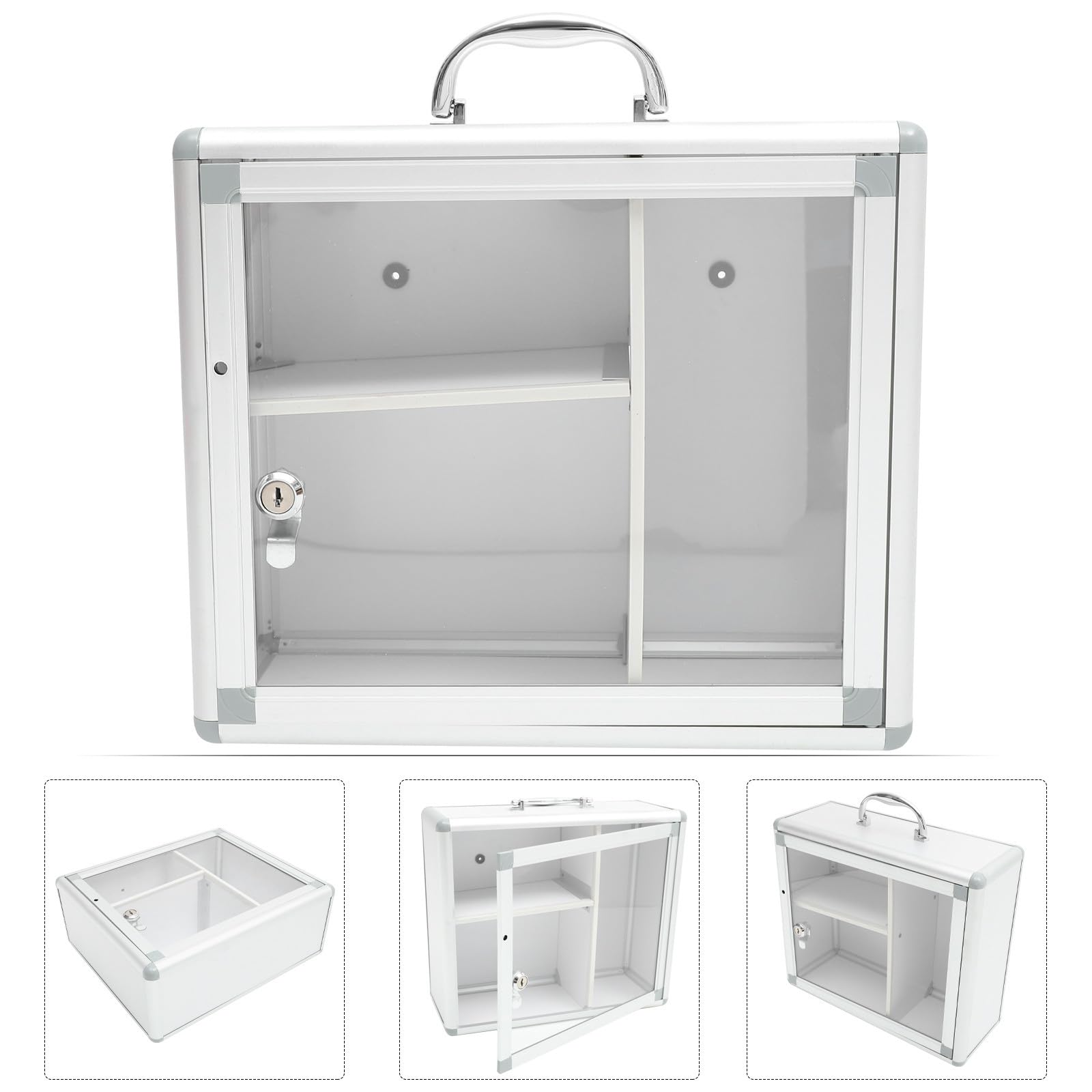 POPETPOP Caja de Almacenamiento de Medicamentos Cerradura para Pared, Multifuncional de Aleación de Aluminio, Adecuado para Uso Hogar y Camping
