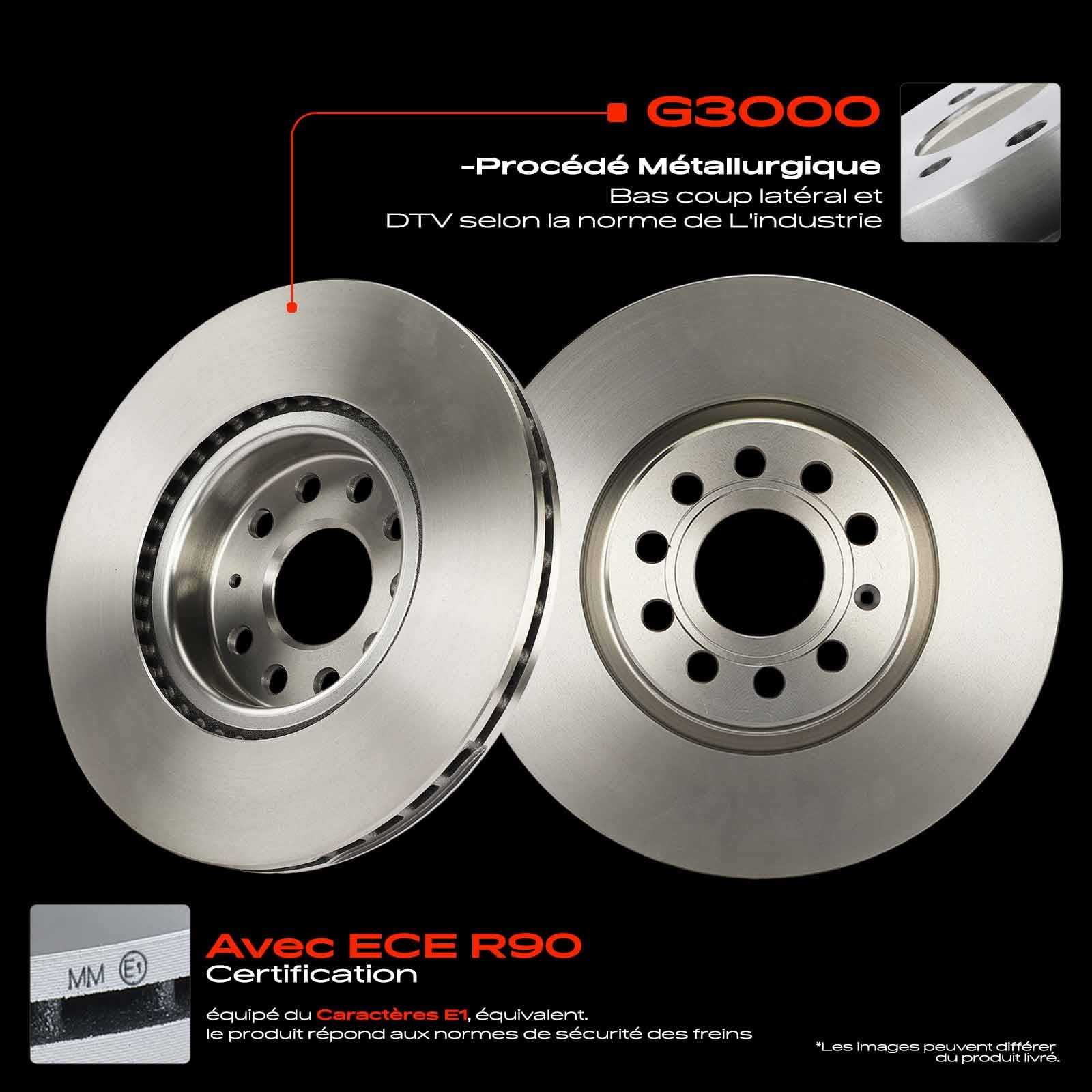 Frankberg 2 disques de frein + 4 plaquettes de frein | JZW615301H, 5C0615301B; Compatible avec: T.o.u.r.a.n 5T1, A3 Limousine 8VM 8VS, A3 8V1 8VK