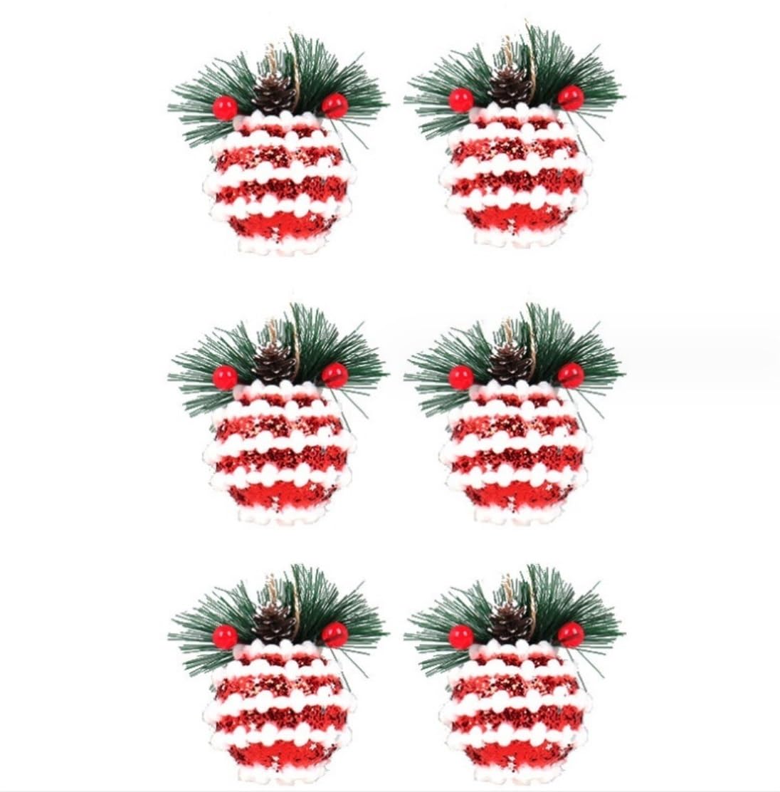 Baumschmuck 24 Stück Weihnachtskugel-Ornamente Aus Stoff Mit Tannenzapfen Und Grün, Weihnachtsbaum-Hängekugel, Festliche Dekorationen Weihnachtskugeln(F,3 inch)