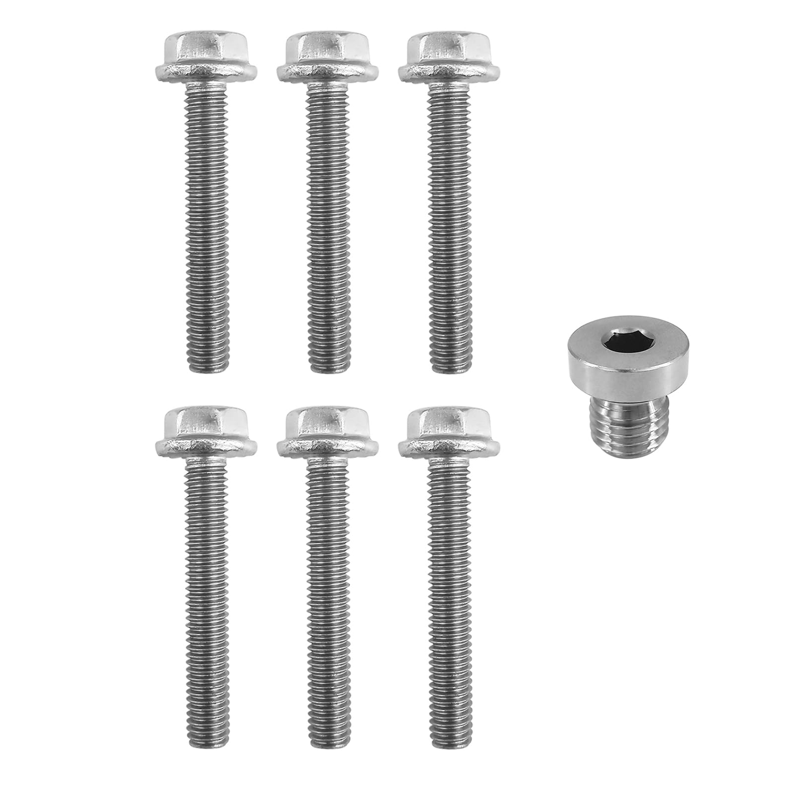6Pcs M6×40 Transmission Oil Pan Screws Bolts Fit for C250 C300 CL550 CLK550 E350 GL350 ML350 R350 SLK280 Replace A0049903512 w/ M12×1.5 Oil Drain Plug