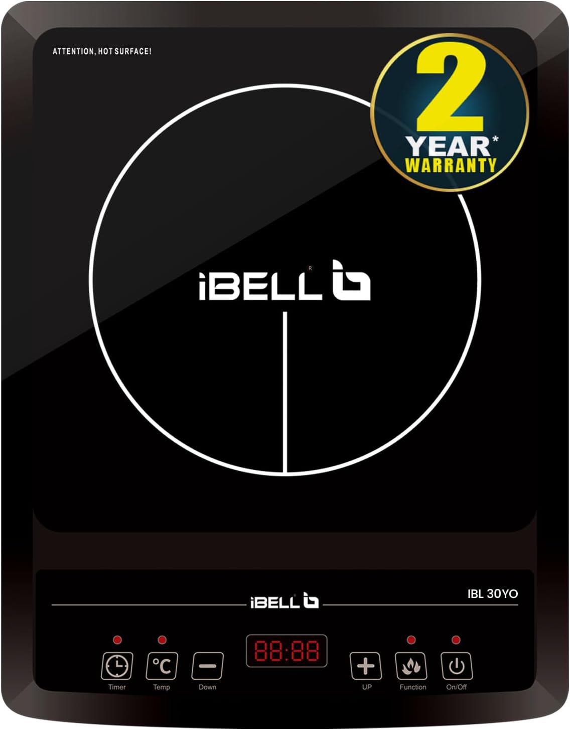 30YO Induction Cooktop, 2000W, 2 Year Warranty, Auto Shut Off, Overheat Protection (Black)