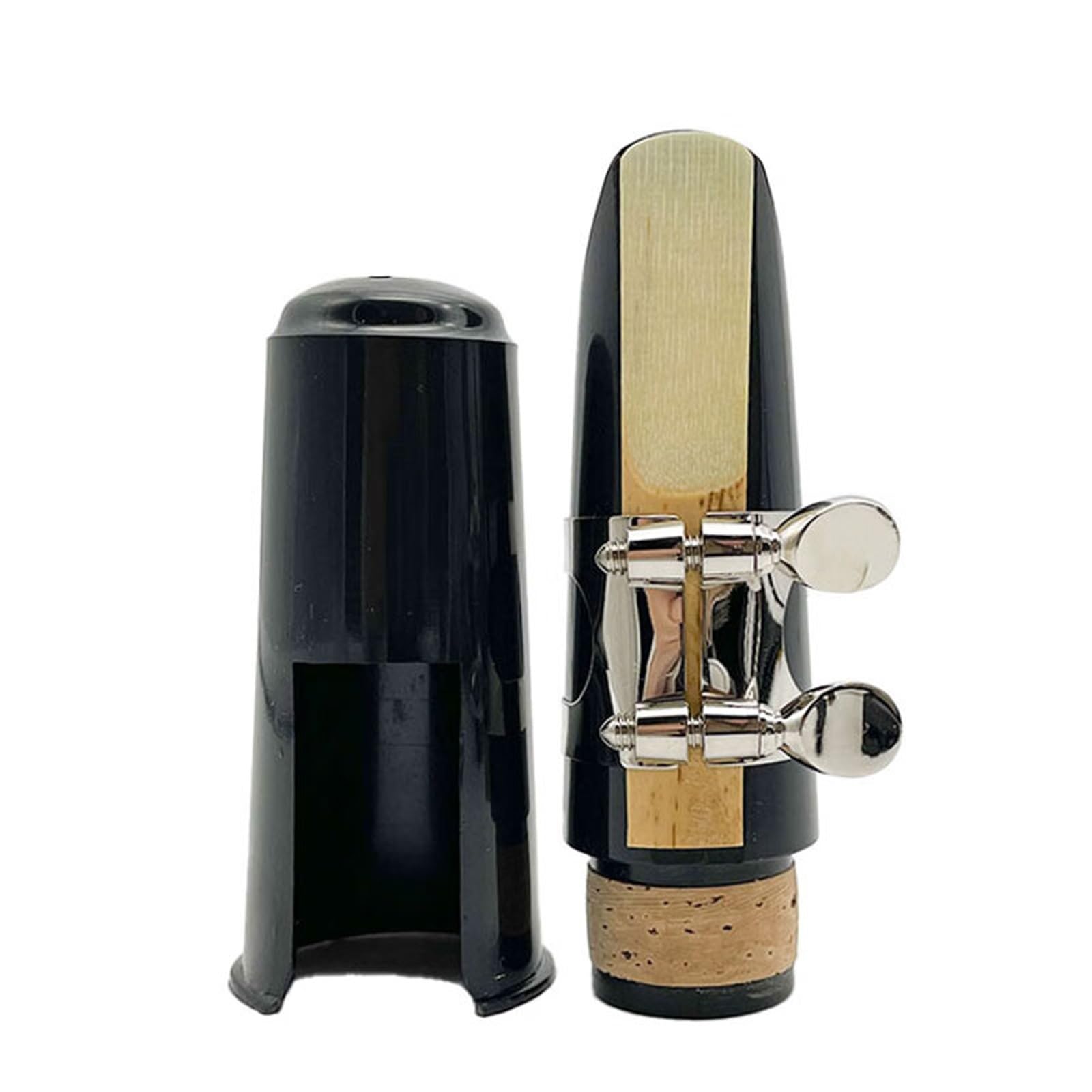 Piezas de repuesto para clarinete Juego De Boquillas Para Clarinete En Si Bemol Clip Para Boquilla Tapa De Anillo De Cobre Accesorios Para Instrumentos De Lengüeta(Silver)