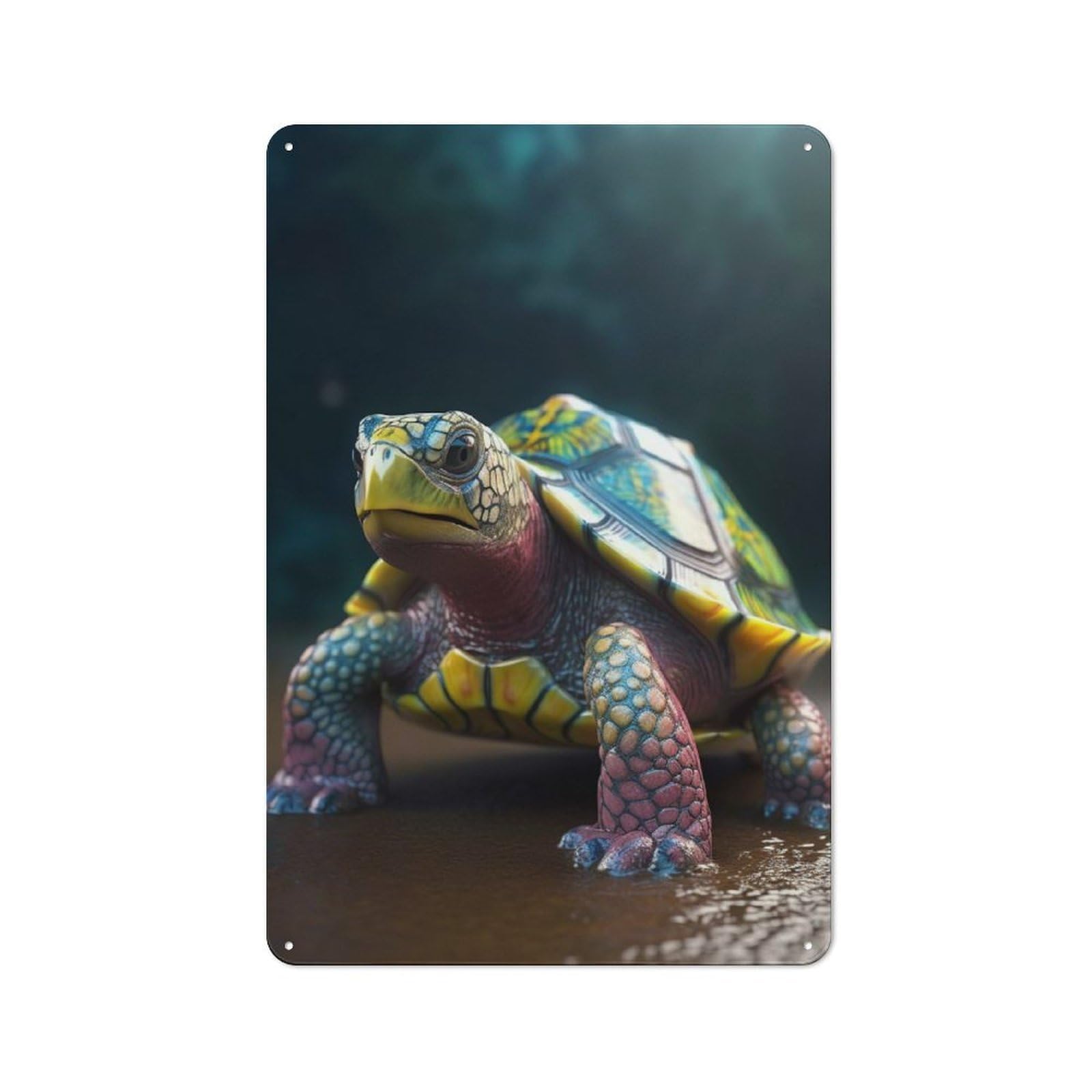 Metal Wall Sign 30x20cm Featuring Colorful Turtle for Garage Or Workshop, for Garage, Workshop And Man Cave Decoration