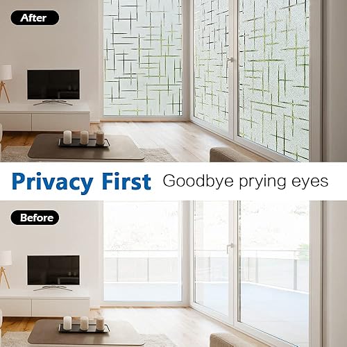 Miniatura 7 de Película esmerilada para ventana, no adhesiva, película de privacidad para ventanas de vidrio, autoadhesiva, adhesiva decorativa para ventana en