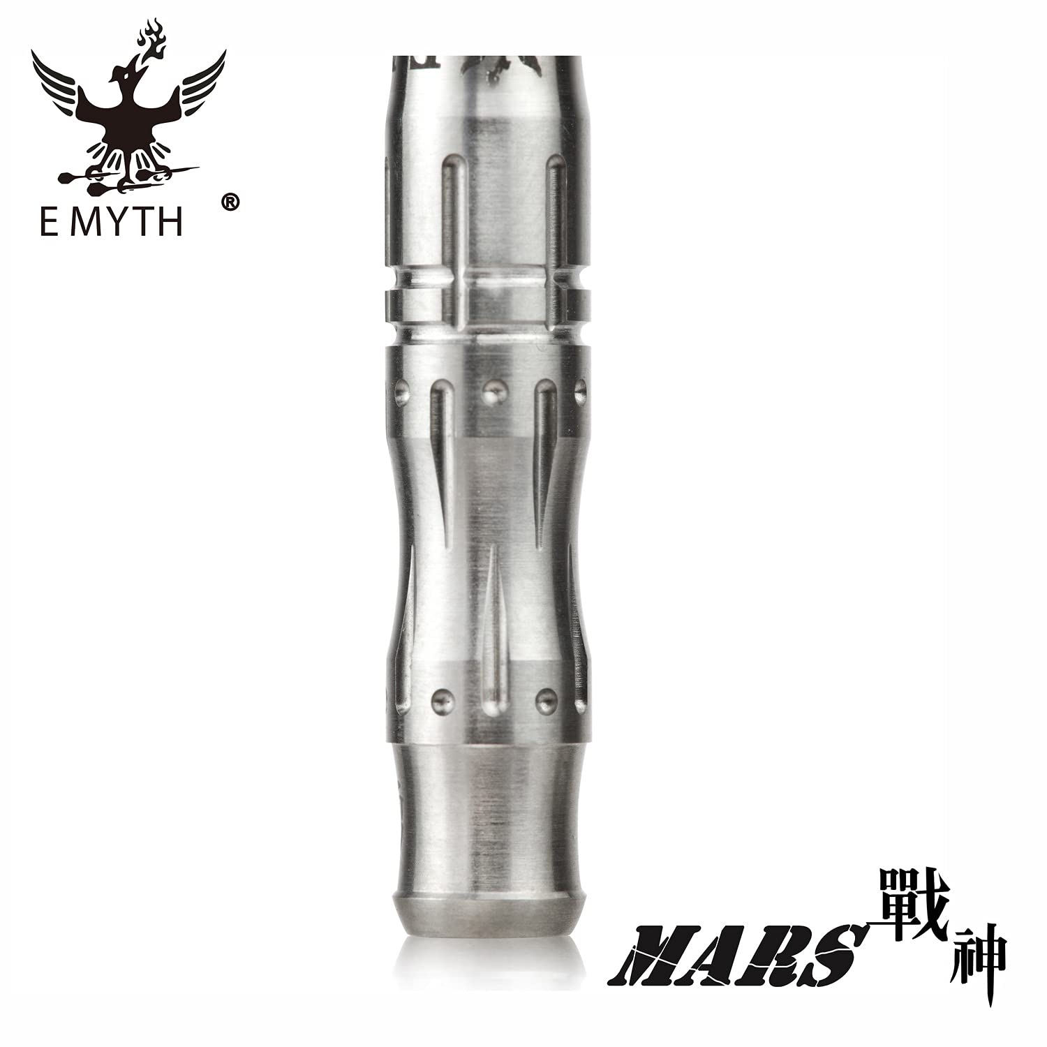 EMYTH Mars - Set di freccette con punta in acciaio al 90% al tungsteno, 21 g, 7,4 mm x 47 mm, corpo segmentato 3D fresato opaco antiscivolo, accessori completi per tornei e giochi domestici
