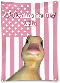 Welcome to My Crib Duck Flag 2x3 Feet Funny Flags for Bedroom Indoor Wall Art Cool Tapestry with Brass Grommets for Teens Children Dorm Room Decoration