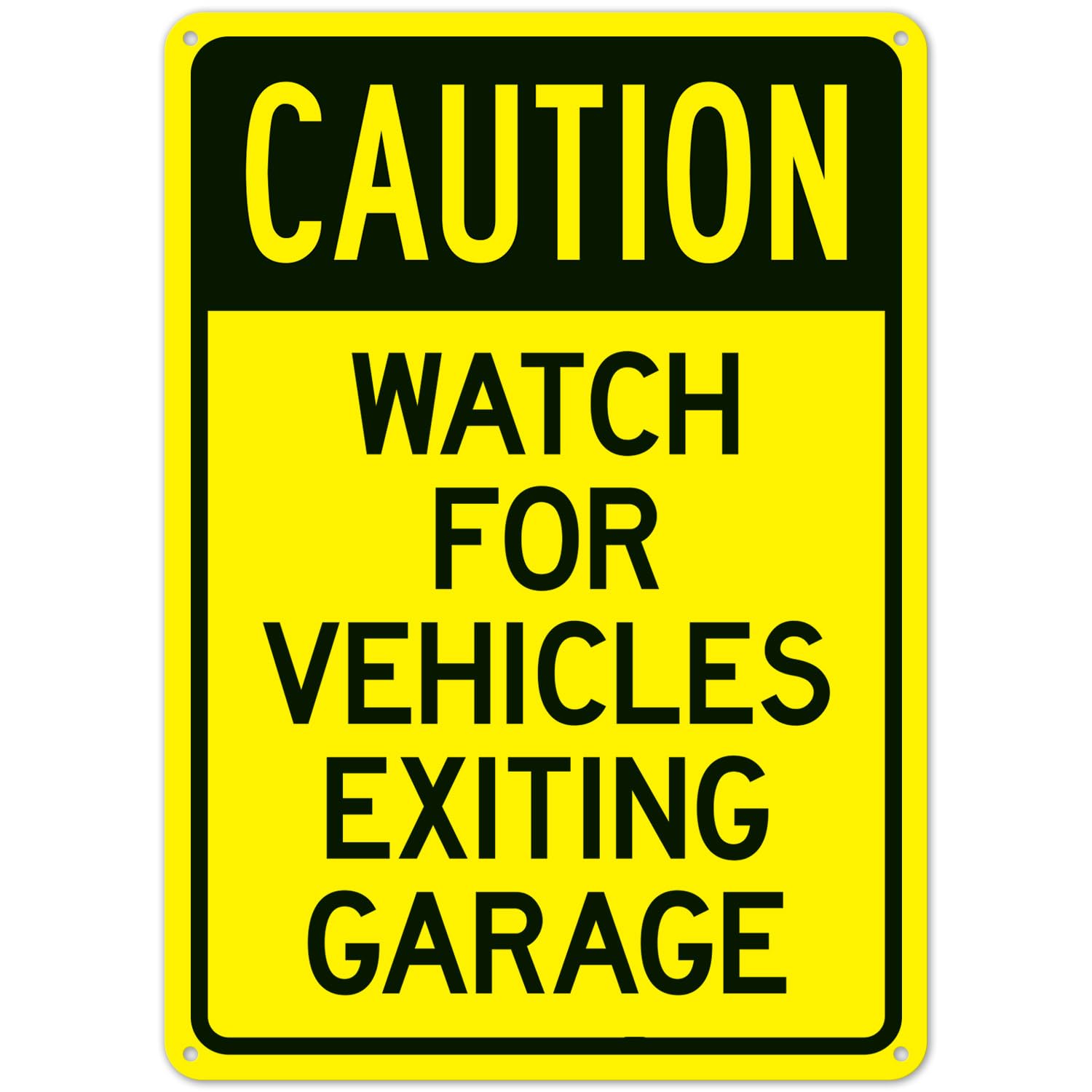Caution Watch For Vehicles Exiting Garage, Metal Tin Sign 12 x 8 Inch, Driveway Safety Warning