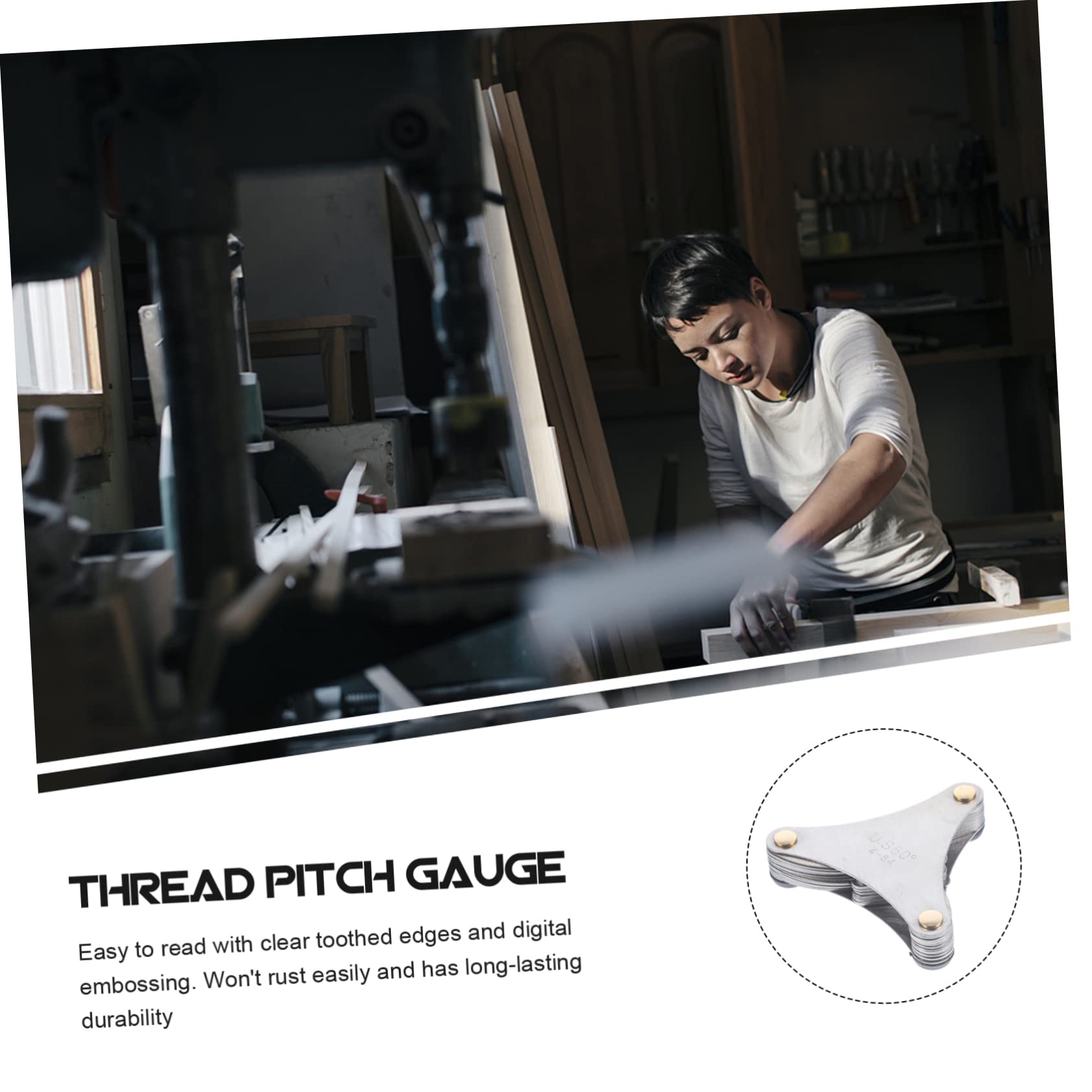 HOMOCONO Elegant Appearance Thread Pitch Gauge Caliper Gauge Stainless Steel Measuring Tool