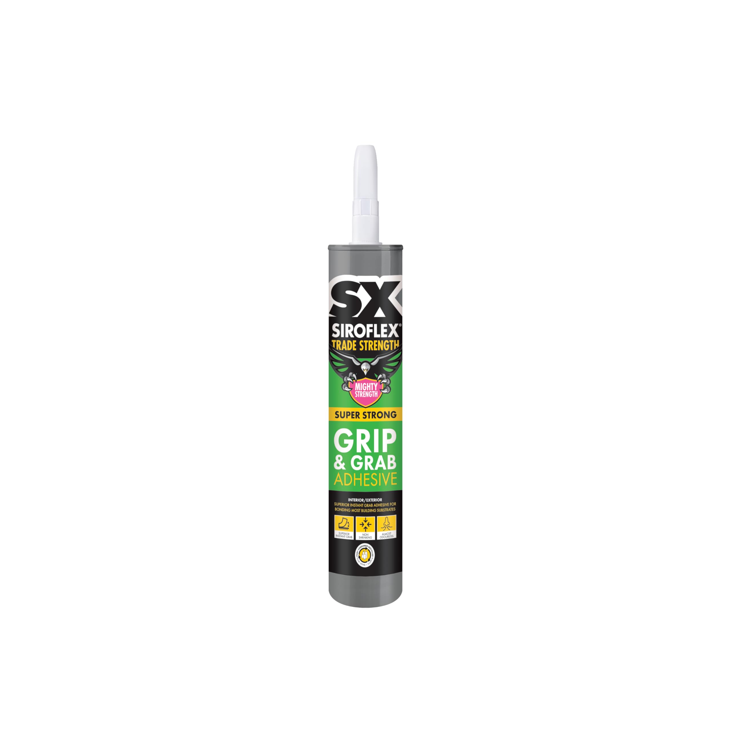 SX Siroflex Grip and Grab Adhesive White – Instant High Tack Bond Using Hybrid Technology Providing Weather and Water Resistant Performance – 290ml