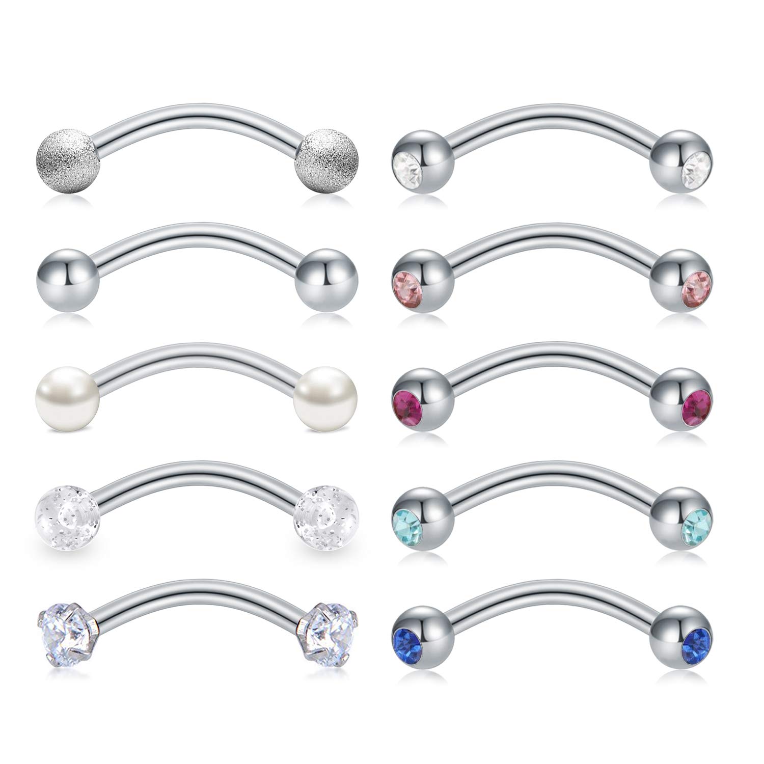 AceFun 16G Piercing Labio Ceja Ombligo Anillo Piercing Curve Barbell Ombligo Piercing Rook Cartilago Oroeja Piercing Septum Banana Piercing