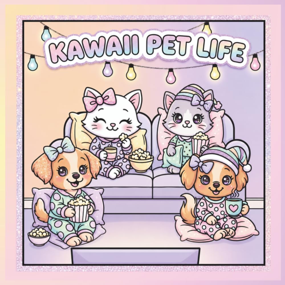 Kawaii Pet Life Coloring Book: A Bold and Easy Cozy Pets Coloring Book for Kids, Teens, and Adults (Glows Colorful Corner Coloring Books)