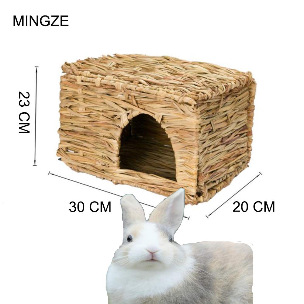 Folding Straw House, Rabbit Grass House, para Rabbit Guinea Chinchilla Hurón, Multi-Utilidad, Comestible, No tóxico, Chew Toy para animales pequeños