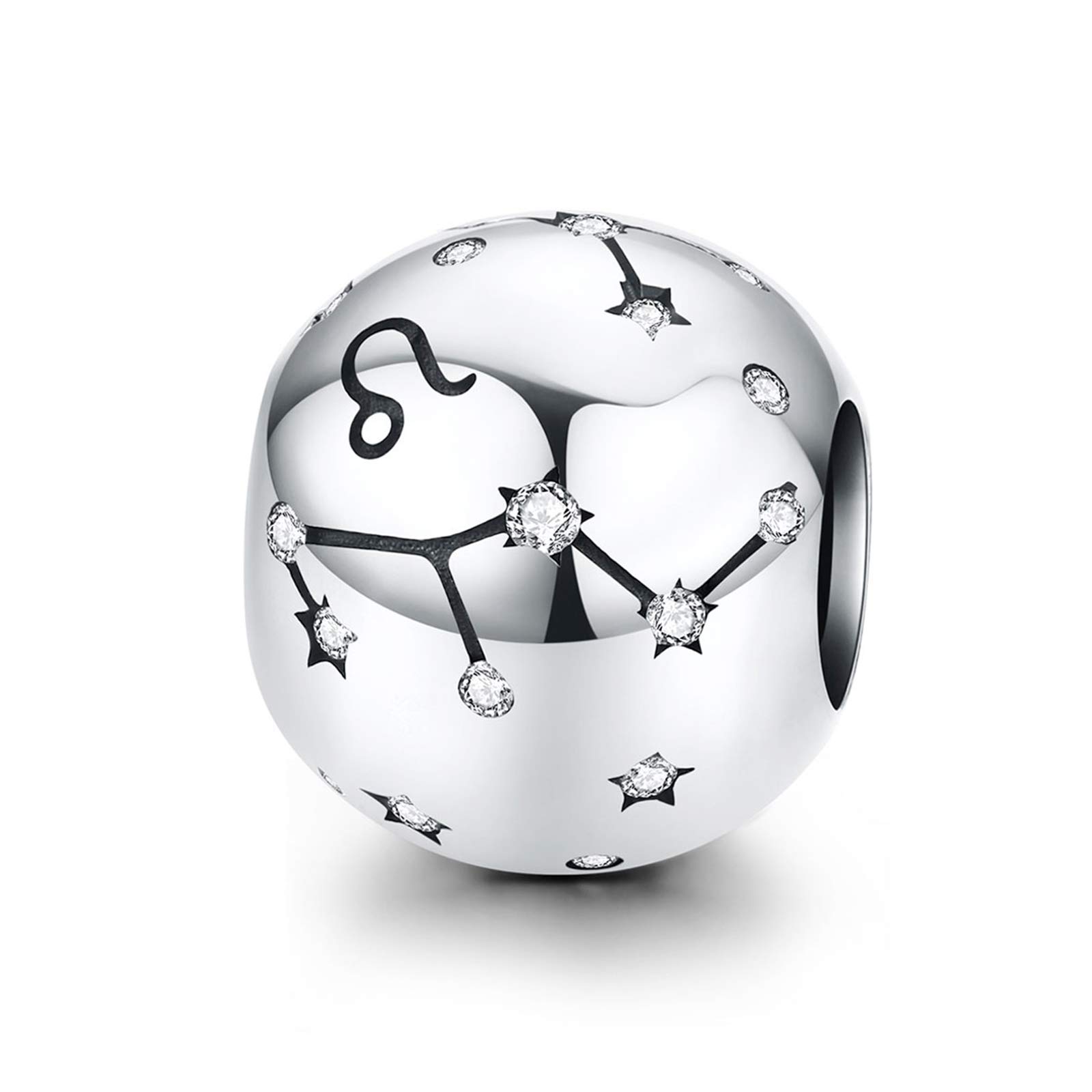 LaMenars Damen 925 Sterling Silber Charms und Perlen mit 12 Sternbildern, kompatibel mit Pandora & europäischem Armband Halskette