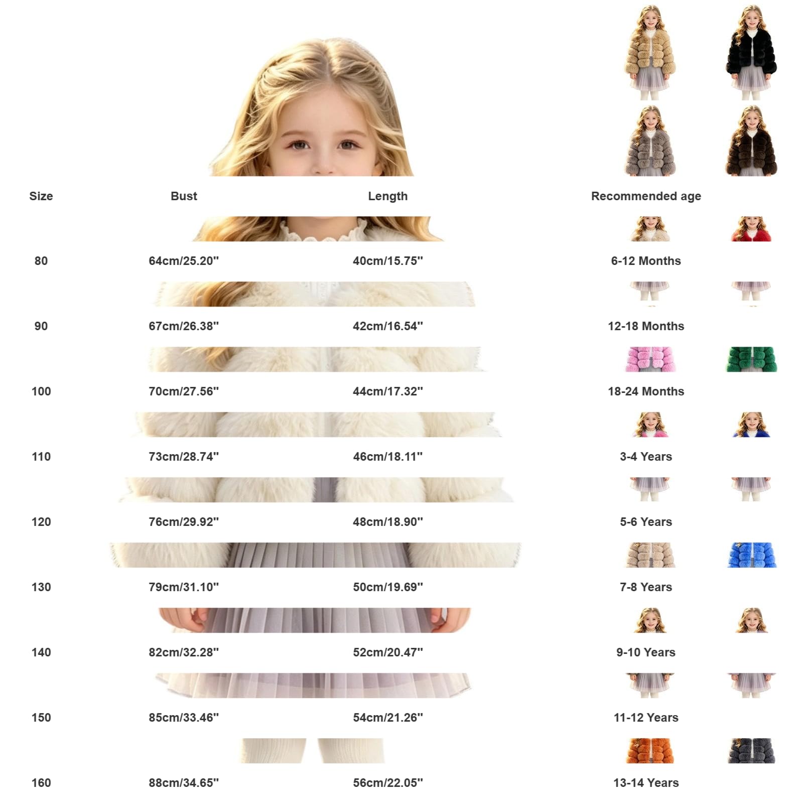 Mädchen Plüschjacke Flauschige Kunstfell Jacke Kurzmantel