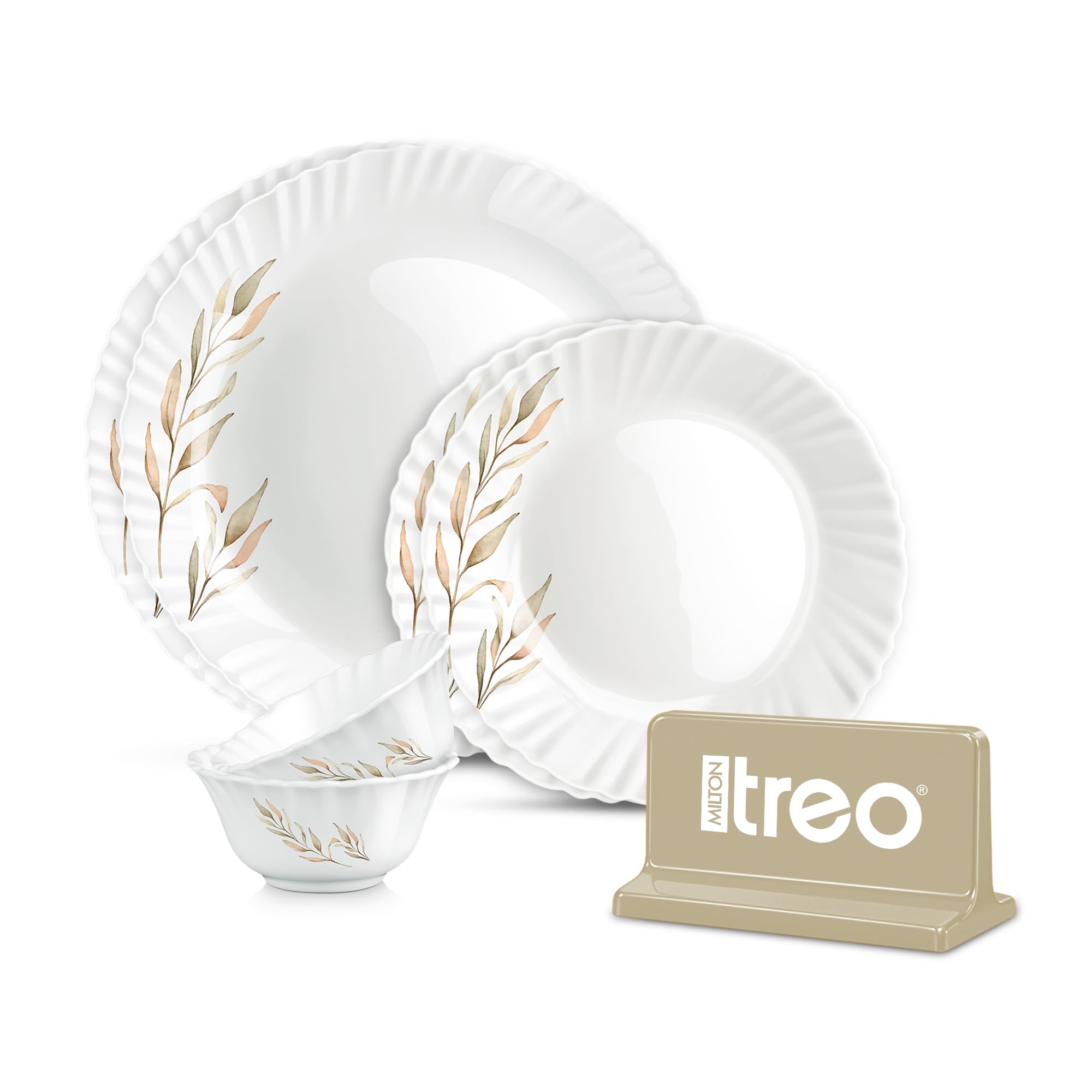 Treo Opalware Dinner Set - 6 Plates & Bowls -1 Treo Opalware Dinner Set - 6 Plates & Bowls -1