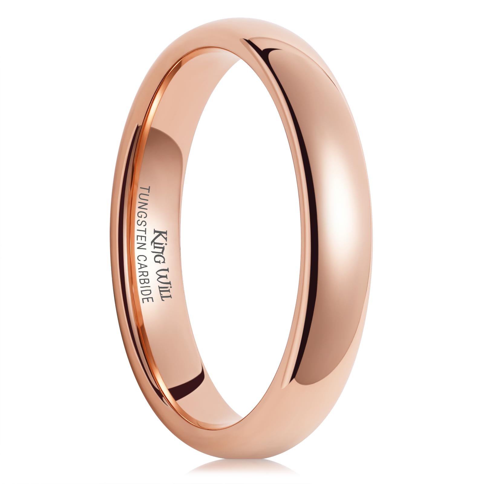 King Will Glory Men's 4mm 6mm 8mm Tungsten Carbide Ring 24k Gold Plated Rose Gold Plated Domed Polished Finish Wedding Band