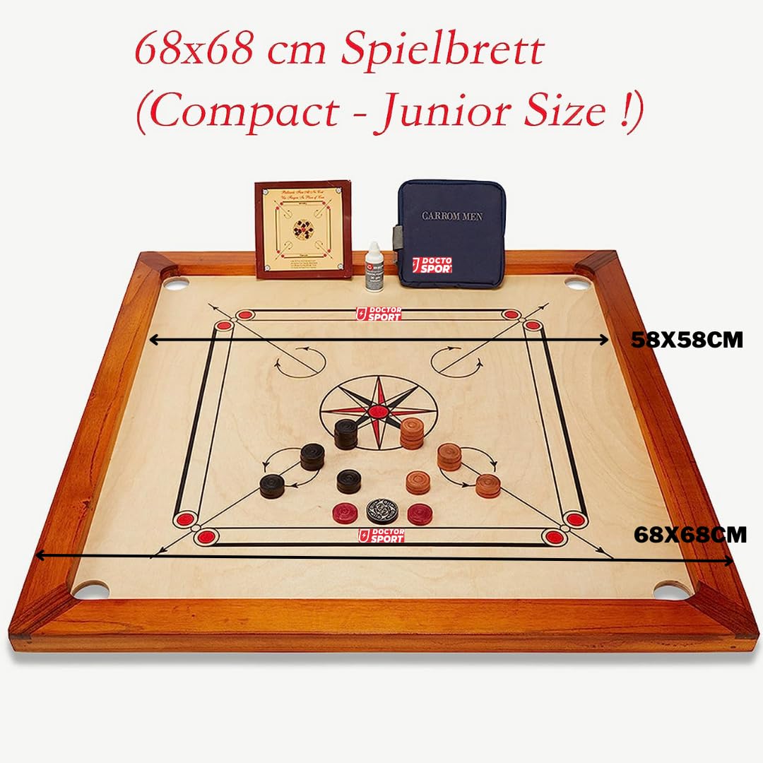 Carrom Set, Kikar India hartholz, Naturel Holz, Lackiert