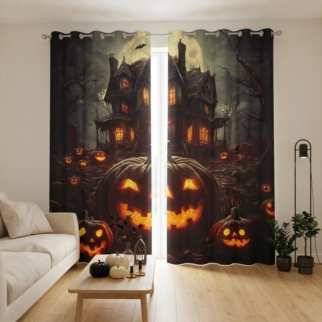 Rideaux Occultants Citrouille d'halloween Thermiques 120x200cm