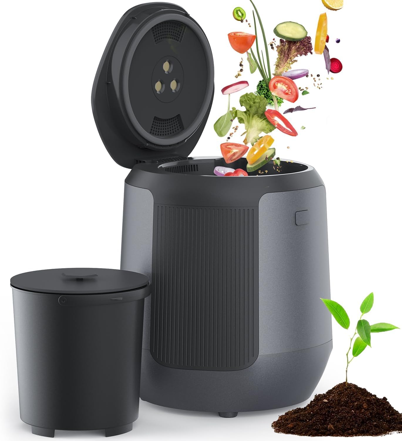 Seyanke Electric Kitchen Composter, 4.2L Smart Countertop Food Recycler with Charcoal System, Indoor Compost Bin for Home Waste, Quiet & Easy to Use,