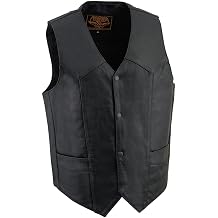 Milwaukee Leather Mens Premium Leather Western Style V-Neck Motorcycle Rider Vest with Front Snap Closure |LKM|ML|SH