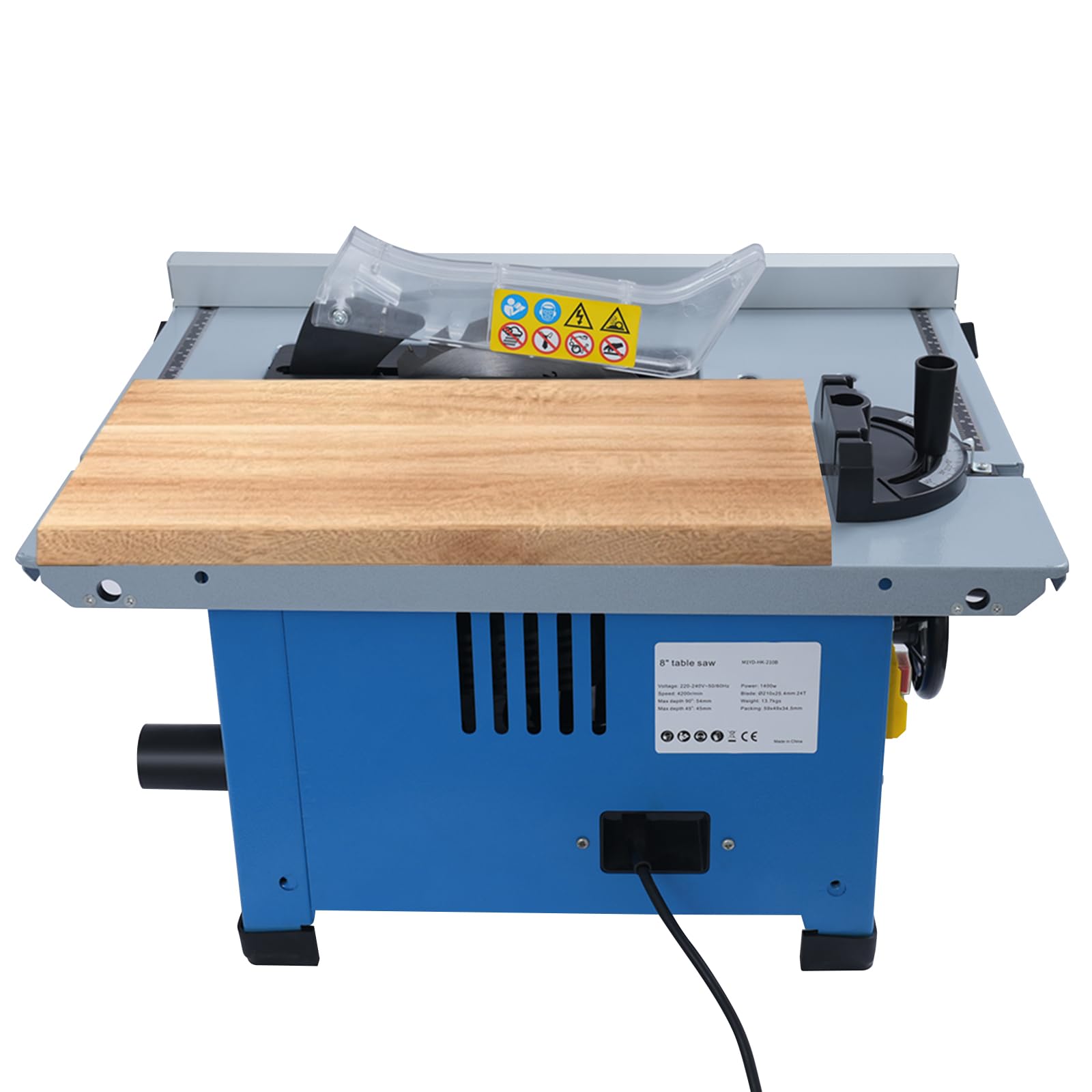 Sierra circular de mesa eléctrica, 1400 W, 220 V, con altura de corte de 36 mm, 4200 rpm, ángulo ajustable (0-45°) para carpintería, bricolaje y construcción de muebles