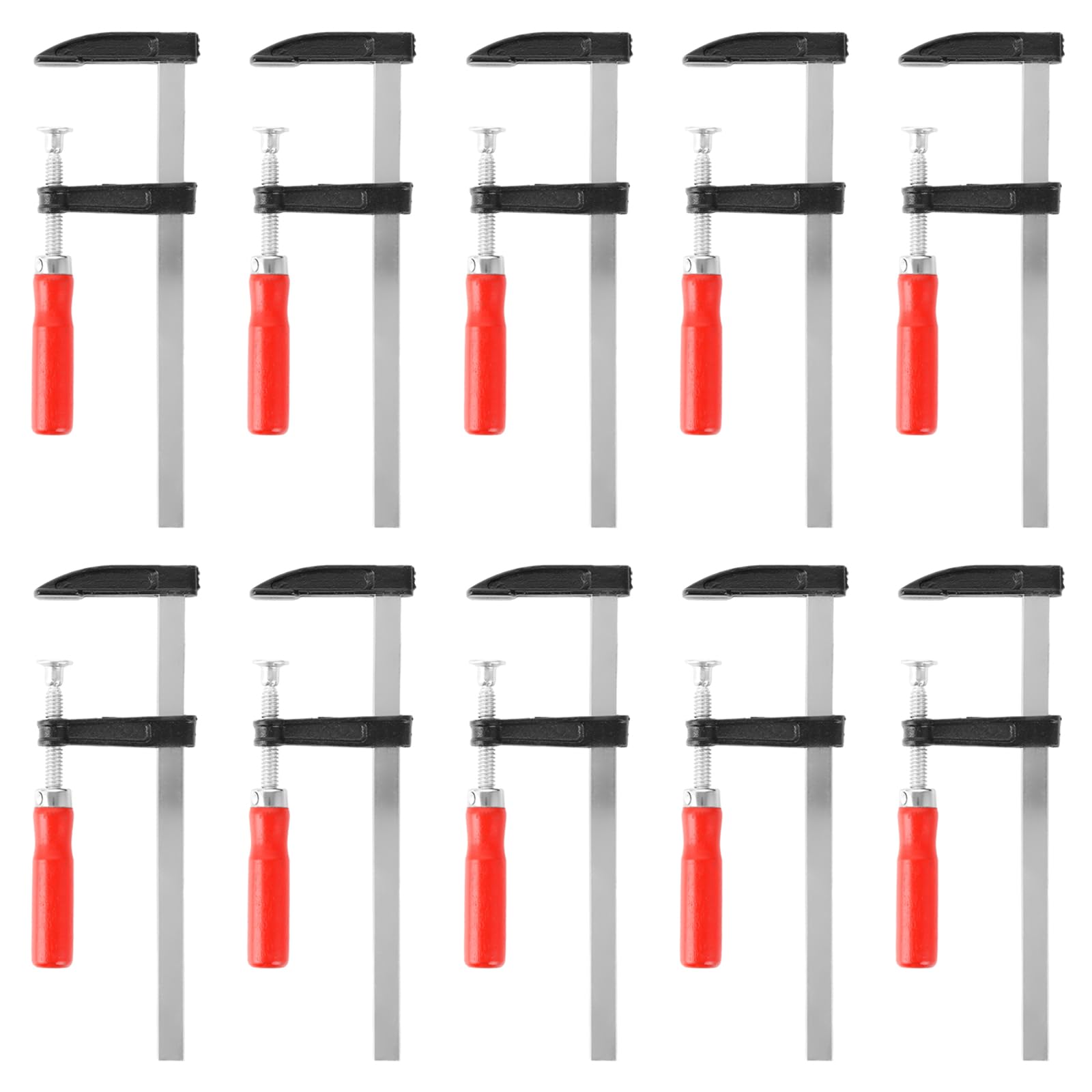 Serre-Joint Menuisier F, 10PCS Set [50x200], 255mm Longueur Totale, 50mm Profondeur de Serrage, 200mm Largeur de Serrage, Serres-Joints en Acier Moulé Trempé avec Poignée Ergonomique