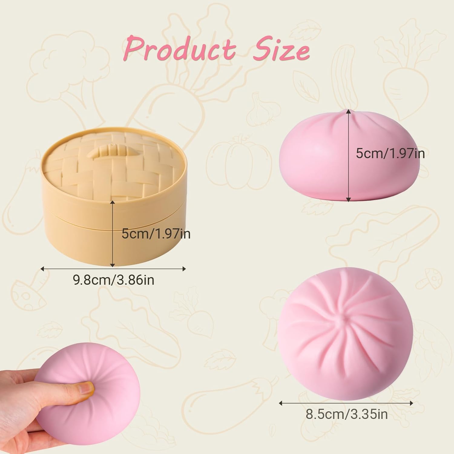 Dumpling Squishy Fidget Toy with Steamer Case Dumpling Squishy Mystery Box, Portable Sensory Stress Ball Squeeze Toys for Stress Relief for Adults & Teens (Green)