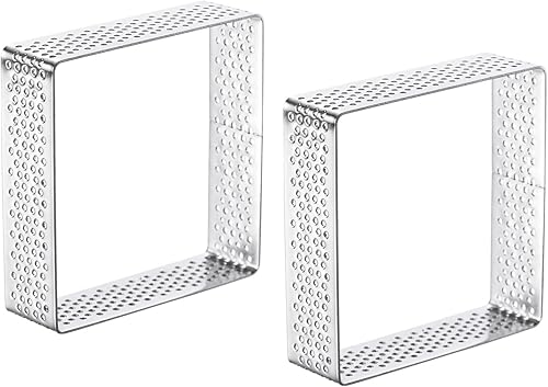 uxcell 2 anillos cuadrados para tartas, 2.75 pulgadas de acero inoxidable, anillo antiadherente para postre, suministros de cocina para pasteles,