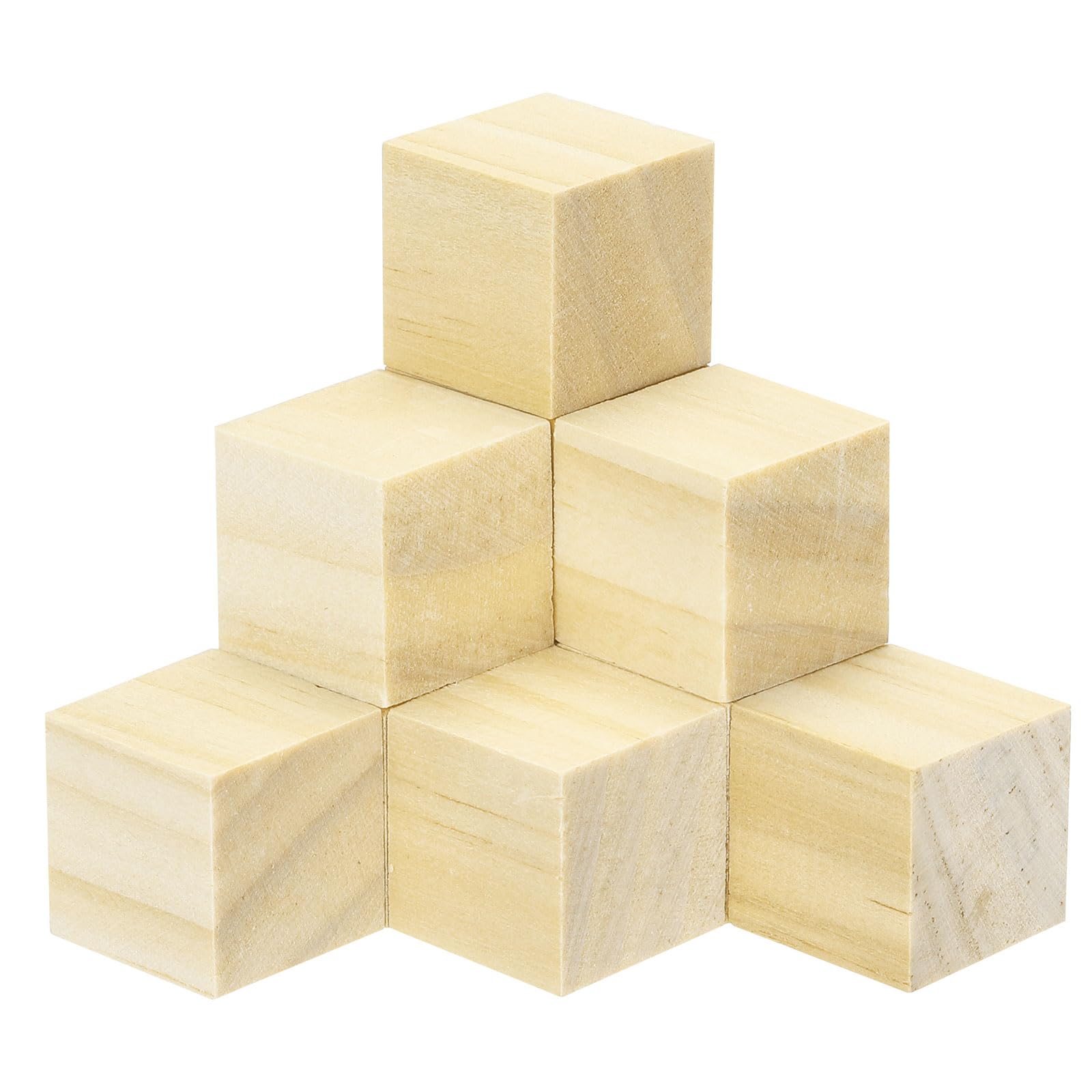 sourcing map Crafts Wooden Cube 200 Pcs Square Natural Solid Wood Crafts Blocks for DIY Projects, Puzzle Making, Letters and Stamps for Home Decoration