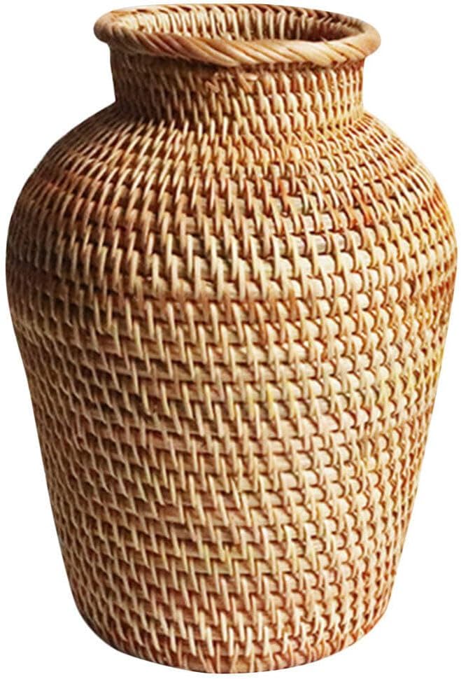 DOITOOL Rattan Vase,8.2 '' Tall Wicker Vase,Country Rustic Handmade Woven,Decorative s for Boho Decor,Plant Flower Basket Rattan Floor for Home Decoration