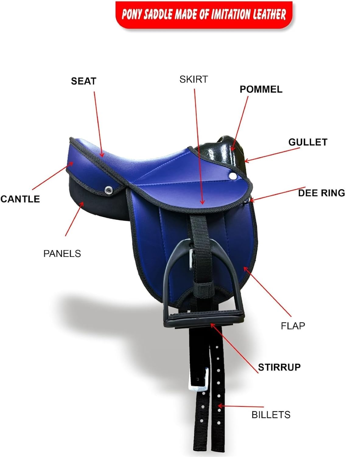 Majestic Ally All-Purpose 5-Piece Faux Leather Saddle Set – 12” Shetland Pony Saddle with Complete Tack Accessories