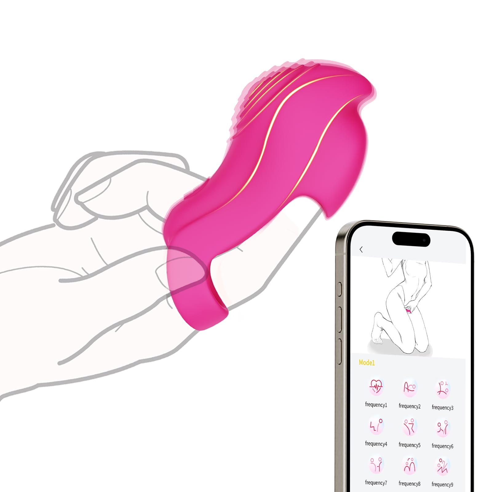 Adult Sex Toys - Finger Vibrator with 9 Vibration 5 APP Modes Women Sex Toys Mini Vibrator for