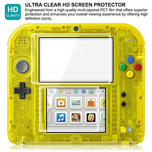 Image of Screen Protector and Stylus Compatible 2DS, AFUNTA 3 Pack (6 Pcs) HD Clear PET Film for Top and Bottom Screen, with 1 Plastic Blue Screen Touch Pen