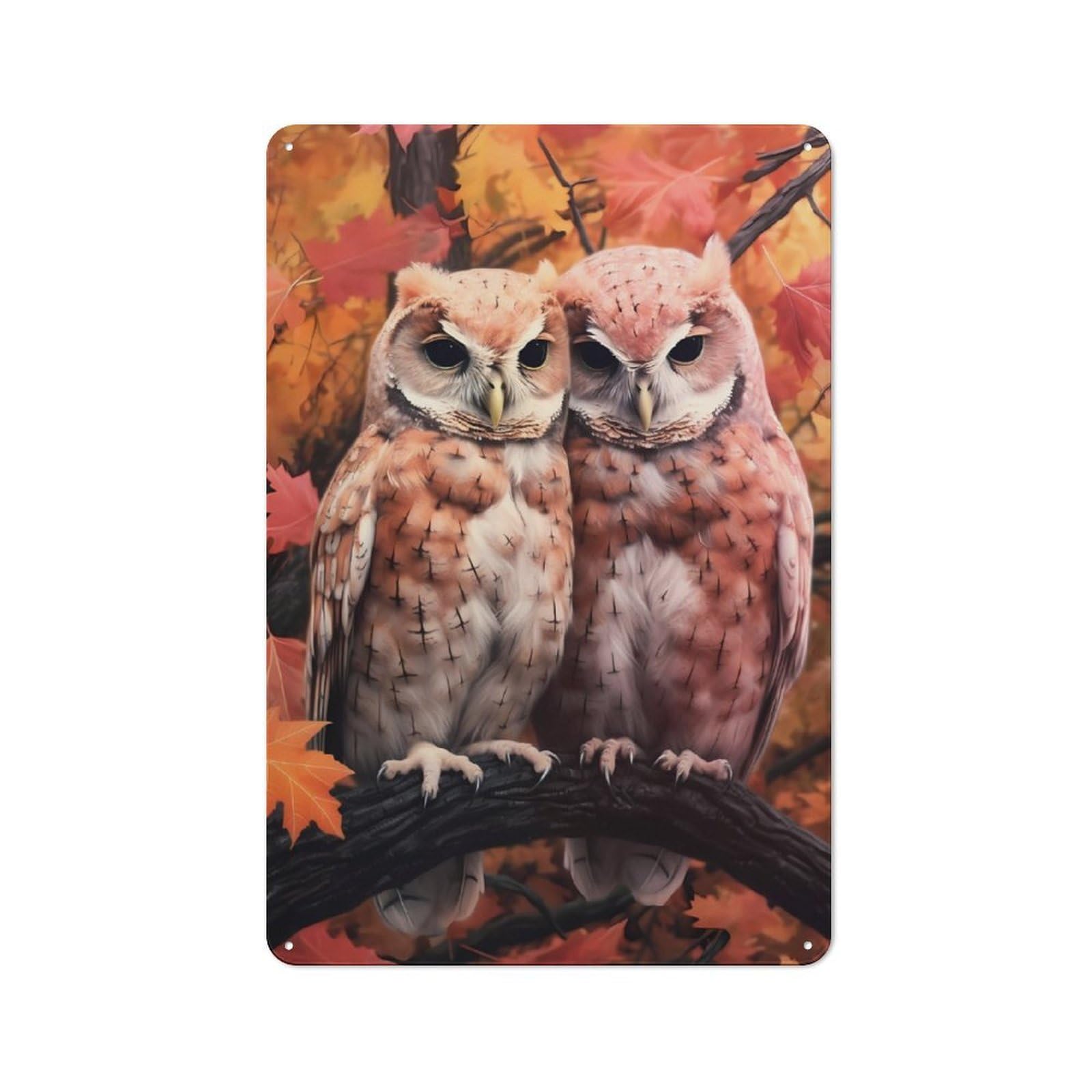 Junmoney Owl Cuddle Bistro Style Tin Wall Sign 30X20cm, Shop Wall Decor For Takeaway, Bar, Kitchen Or Counter Area