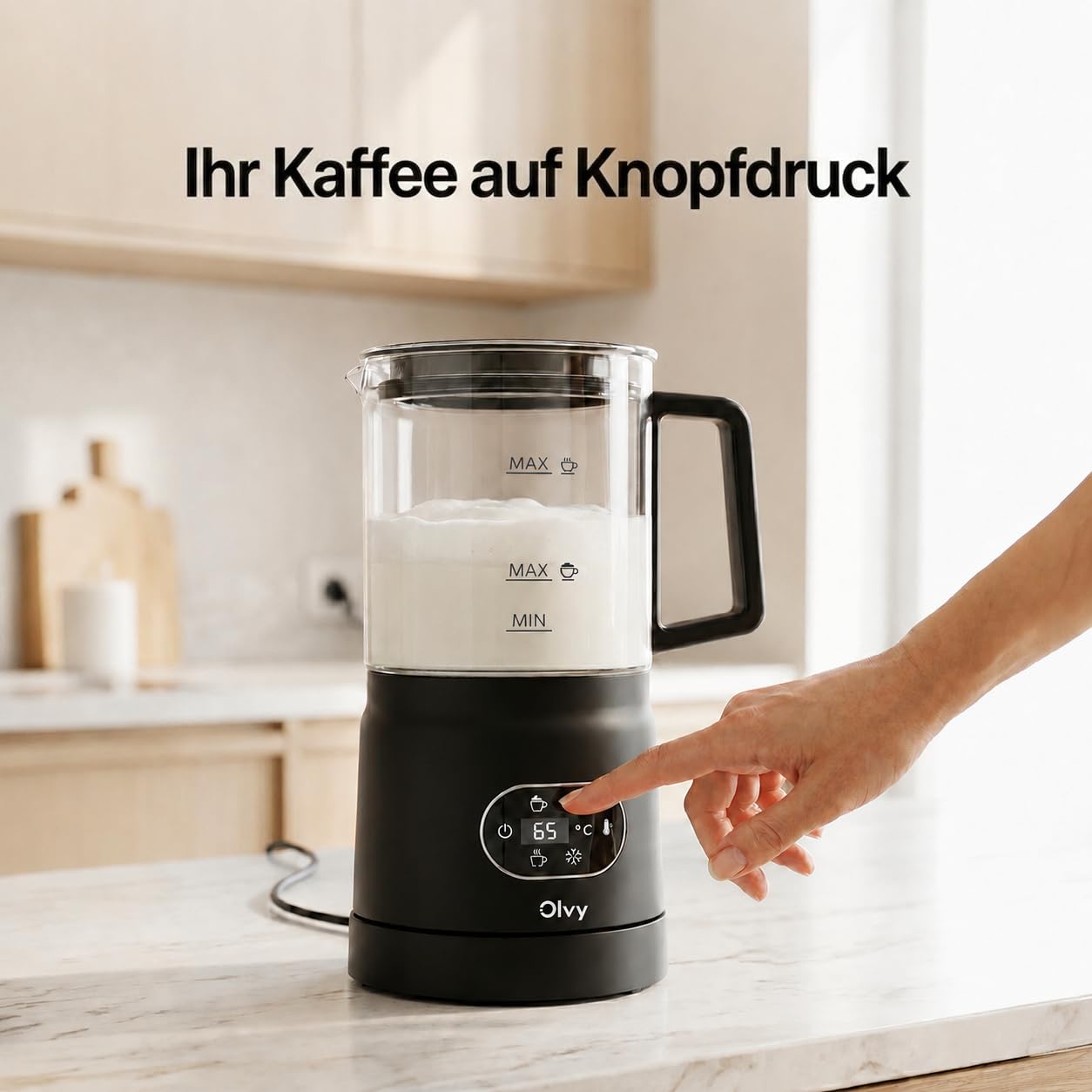 Olvy Milchaufschäumer Elektrisch | Milchschaumgerät für Barista Qualität