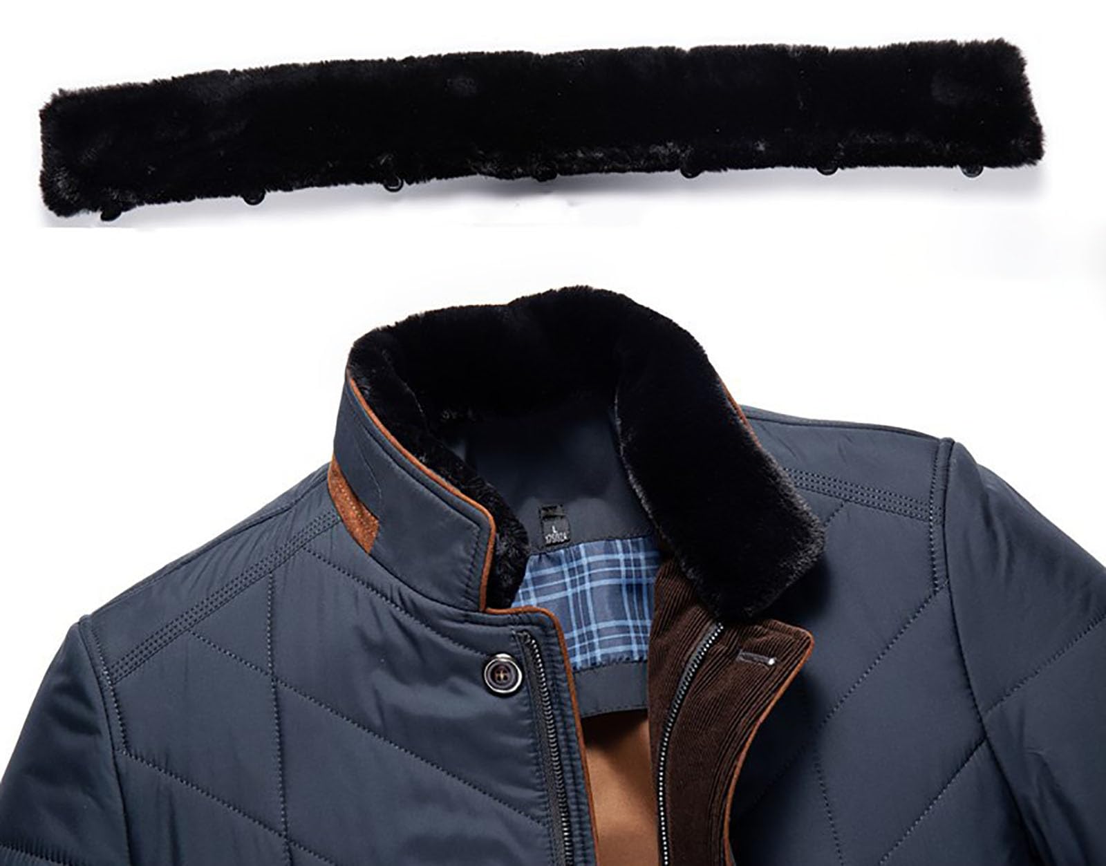 Veste matelassée pour homme - Veste demi-saison avec col montant - Veste demi-saison - Veste d'extérieur zippée - Veste chaude d'hiver pour homme