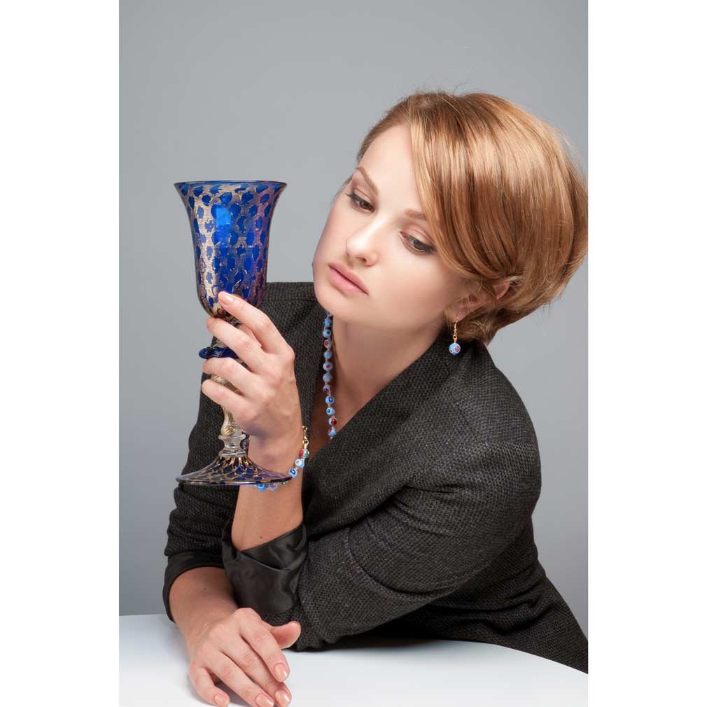 Amazon.co.jp: ヴェネツィアのガラスムラノガラスゴブレット - ブルー