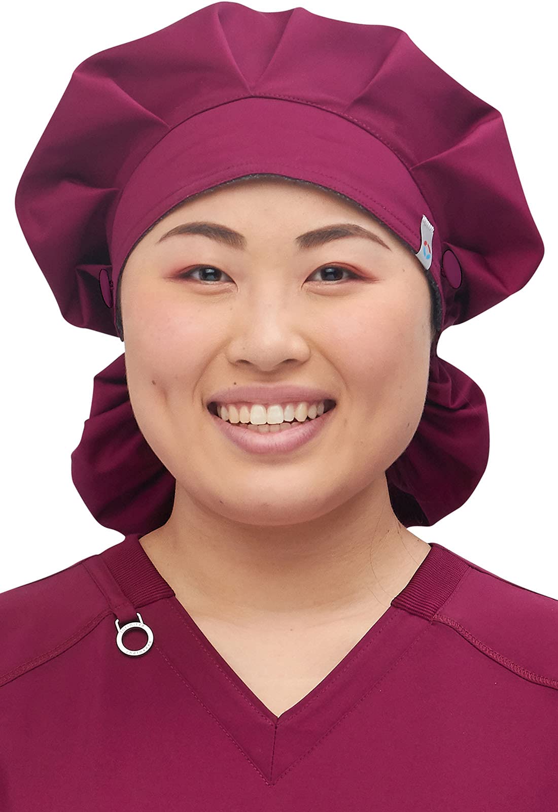 Workwear Revolution Tech Men & Women Bouffant Scrubs Hat WW508AB, One Size, Wine