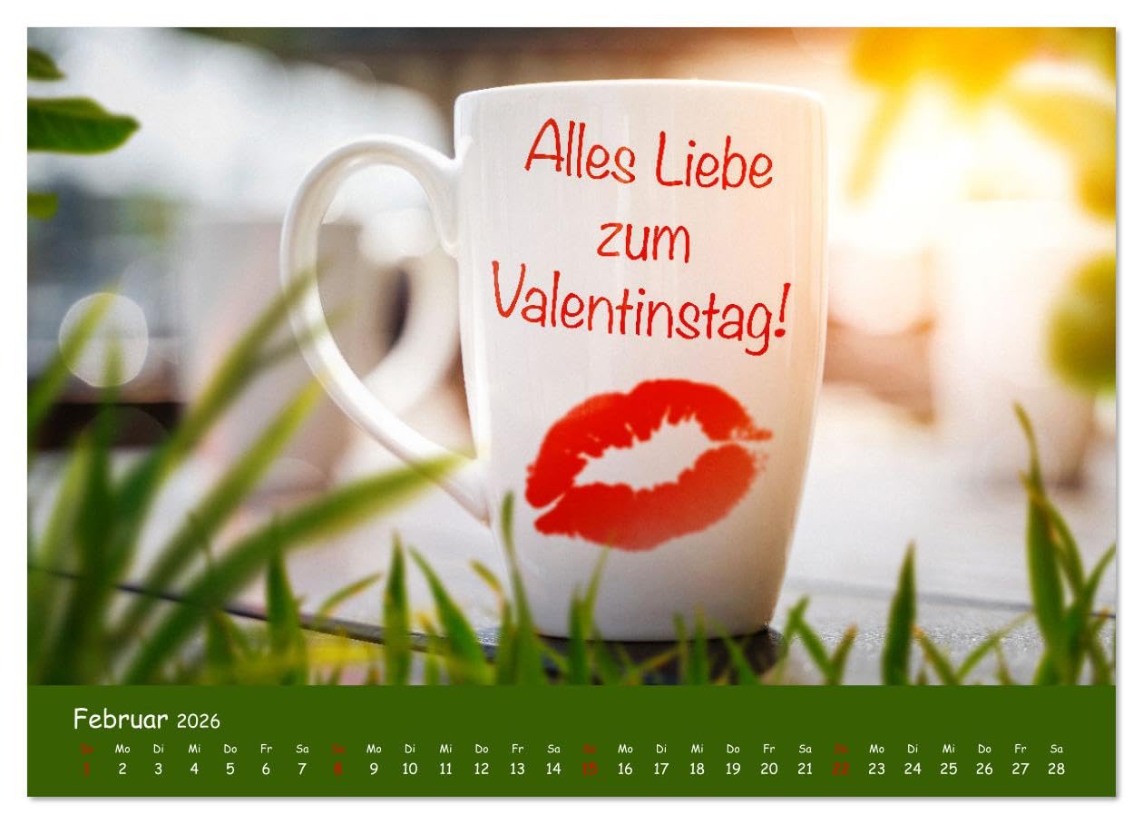 Momente im Jahr, die verbinden - Wunschkalender mit herzlichen Grüßen (hochwertiger Premium Wandkalender 2026 DIN A2 quer), Kunstdruck in Hochglanz: ... Liebe & Glück durchs Jahr (CALVENDO Spass)