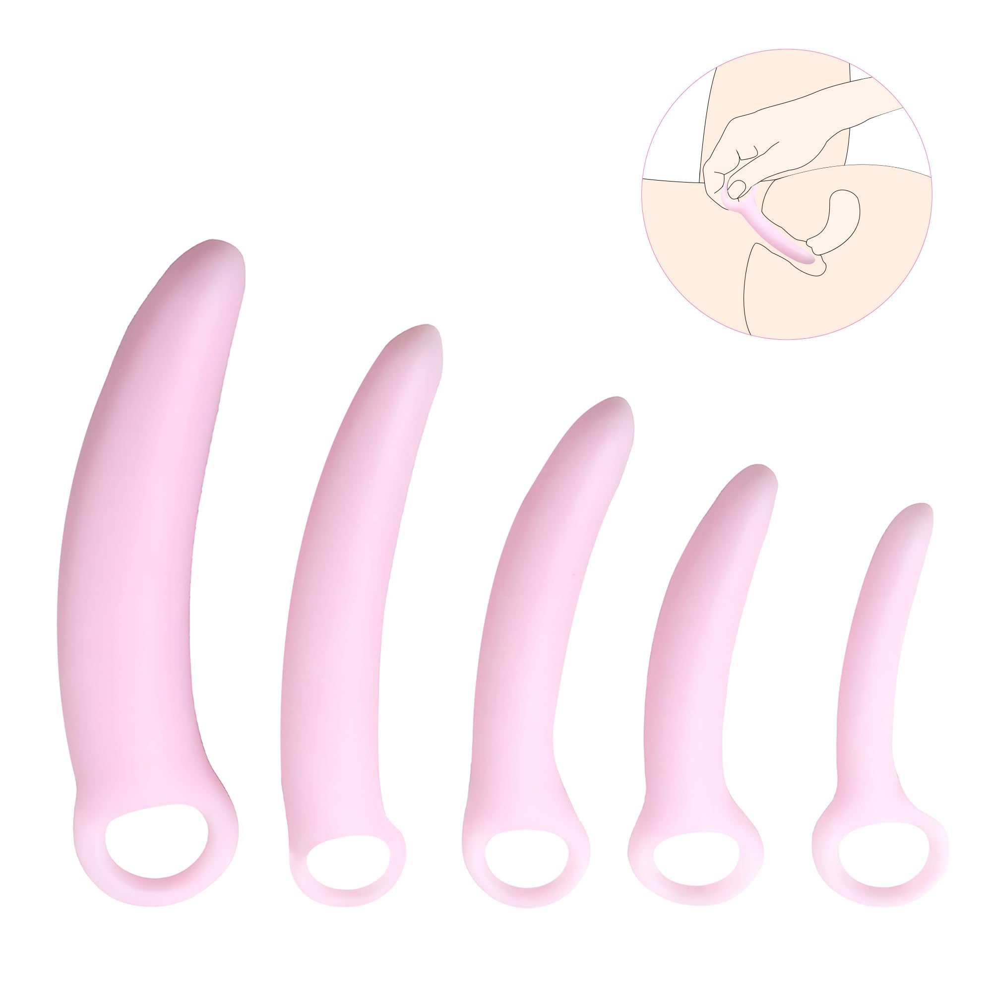 5 Pezzi Kit di Dilatatori Vaginali in Silicone Plug Vagina Plug Anale Set di Allenamento Ano Rosa per Uomini Donne Weimob