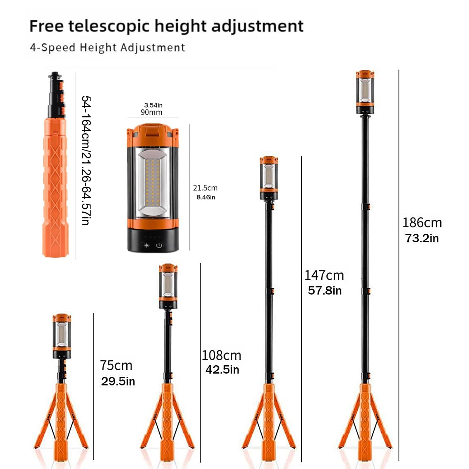 Latarka kempingowa teleskopowa 4 tryby, 10000mAh przenośna lampa LED ze | Przenośna latarka robocza do warsztatu, garażu, inspekcji, napraw, ciężarówek, wędkowania,