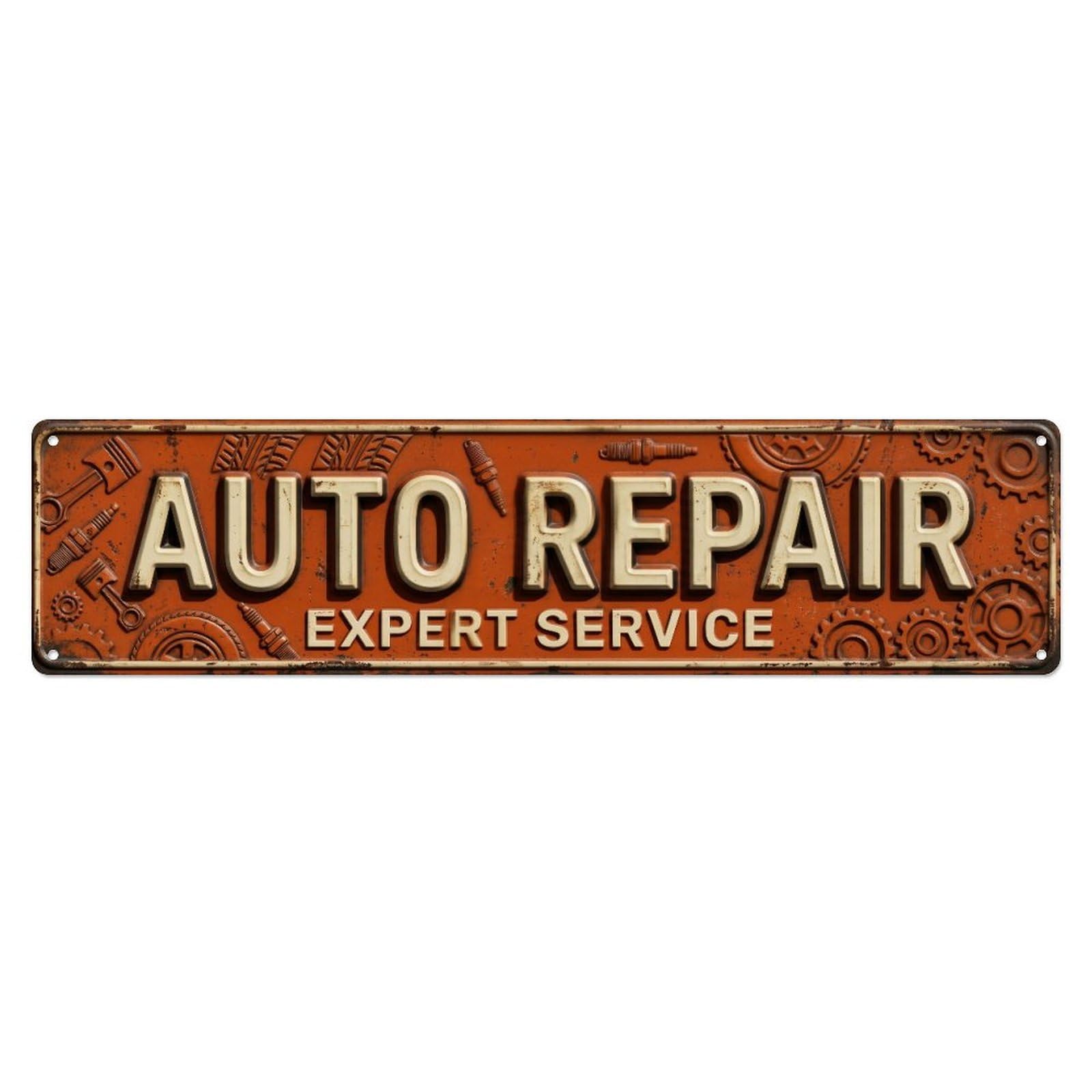 AUTO REPAIR Garage Workshop Metal Tin Skinny Sign Plaque Wall Decor for Cafe, Club Bar, Office, Home Garden Metal Poster 4x16Inch