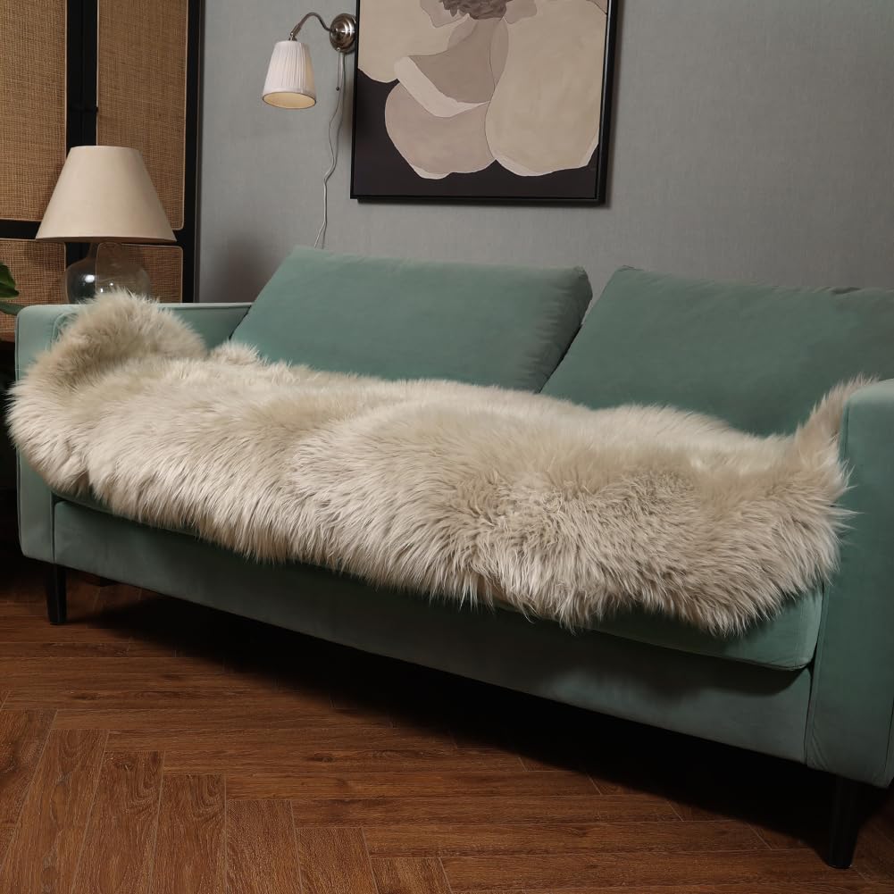 Photo 1 of IRIWOOL Genuine Sheepskin Rug - Australia Origin, 2' x 6', Creamy Gray