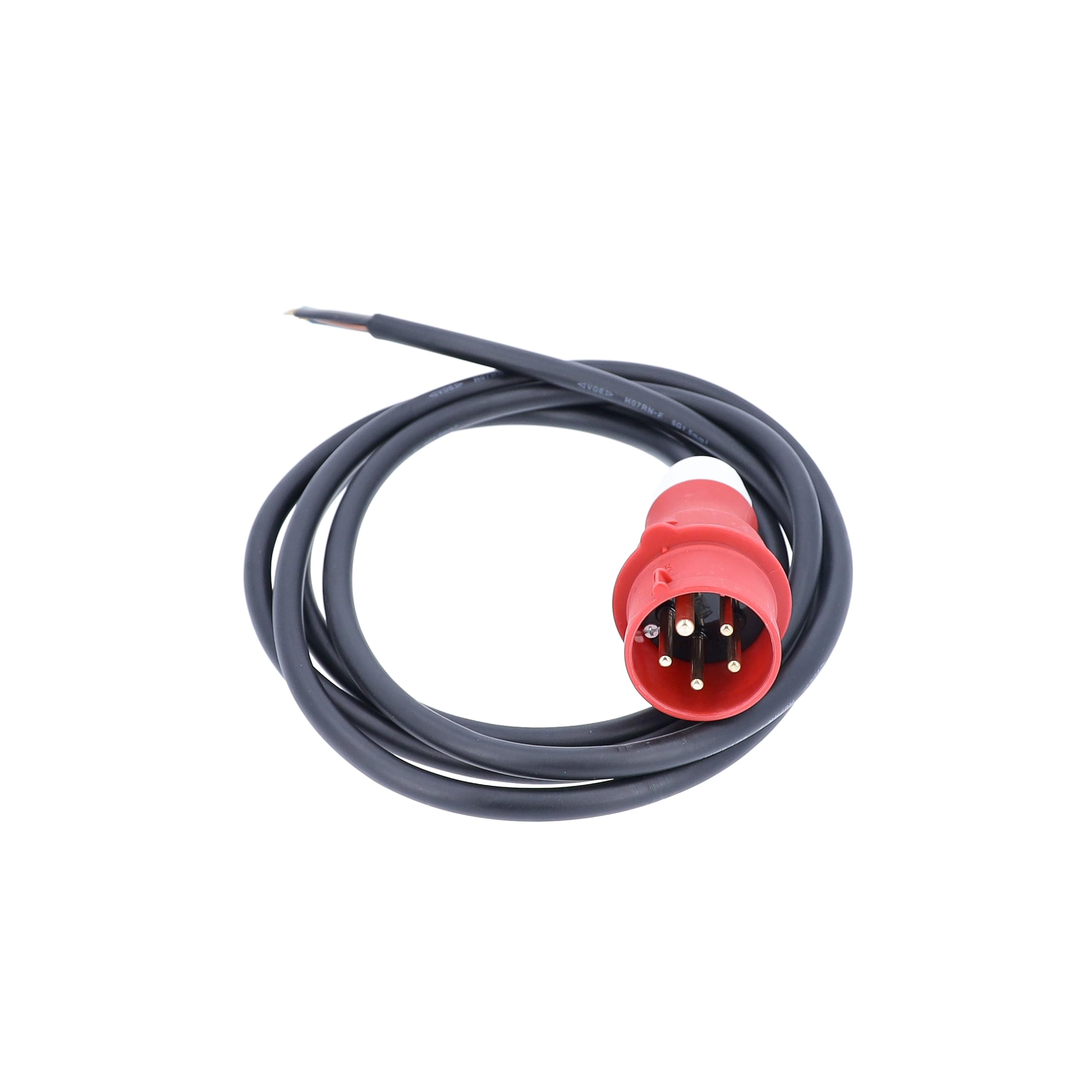 as - Schwabe Cavo di collegamento CEE - 5 m H07RN-F 5G6 - Cavo di alimentazione - Spina CEE con cavo - Cavo di alimentazione con puntali - 400V, 32A - IP44, nero/rosso - 70970