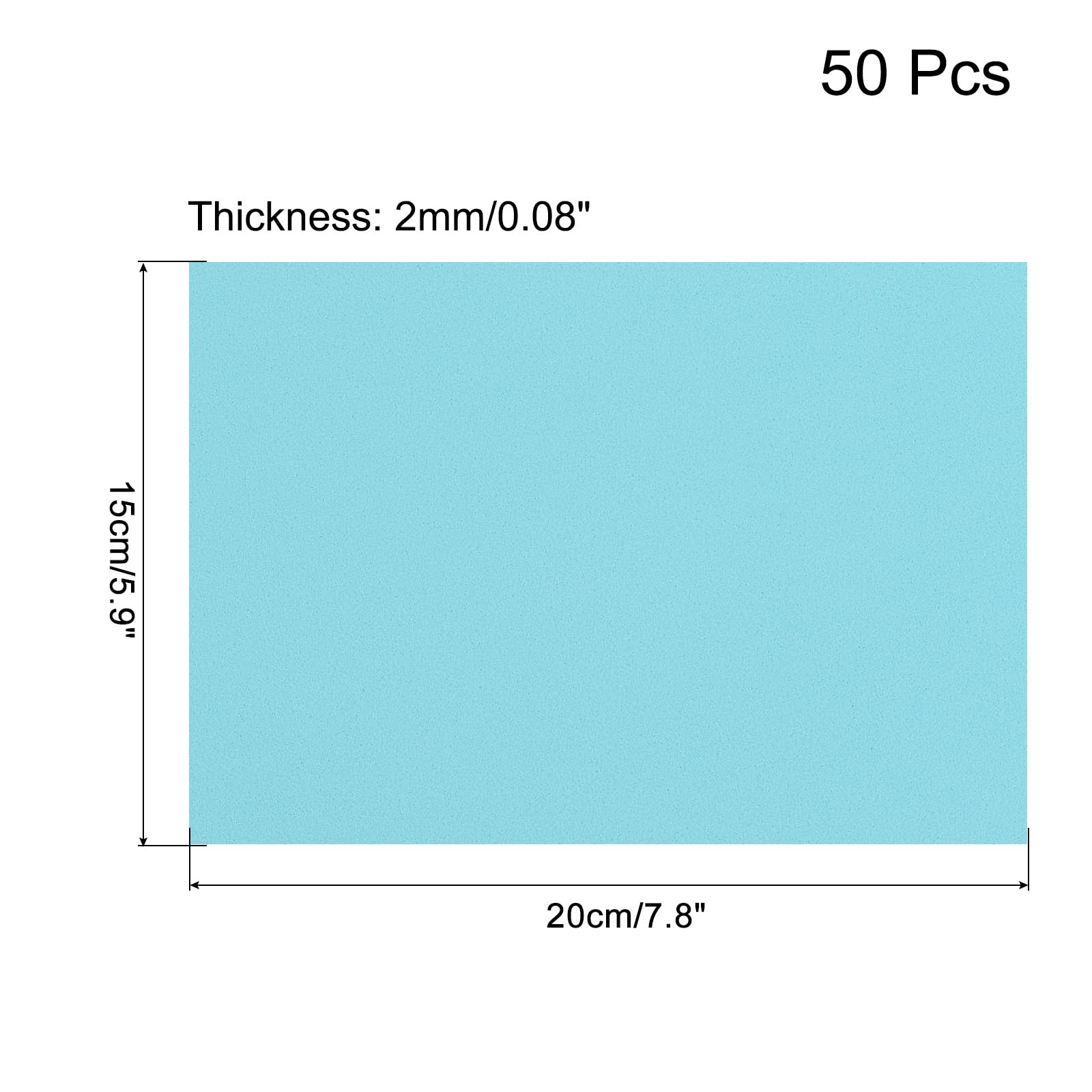 MECCANIXITY 50 Pack EVA Foam Sheets Light Blue 7.8 Inch x 5.9 Inch 2mm Thick Crafts Foam EVA Sheets for Costumes, Arts and Crafts Projects