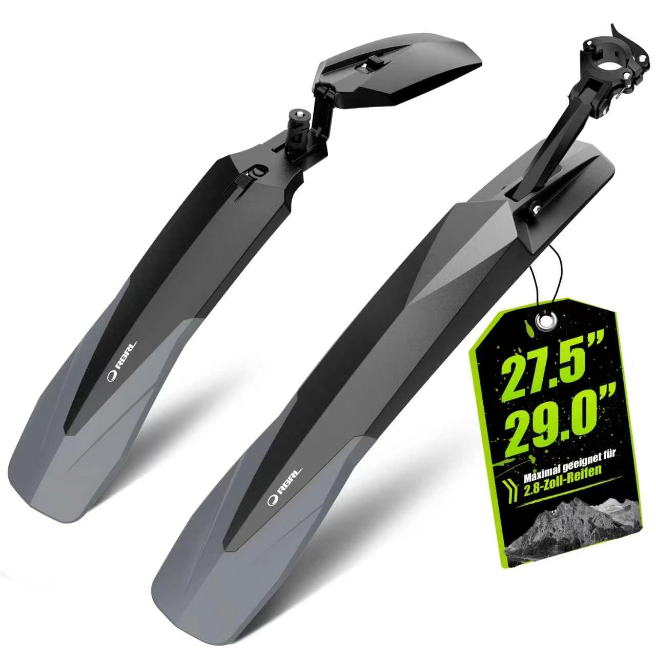 RBRL Garde-boue de vélo VTT / vélo électrique 27,5-29" à dégagement rapide | Rapide et sans outil, léger et stable, protection anti-éclaboussures fiable