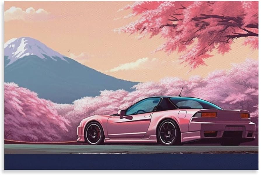 Amazon.com: Pink Cherry Blossom Na1 Jdm Car Poster Canvas Wall Art