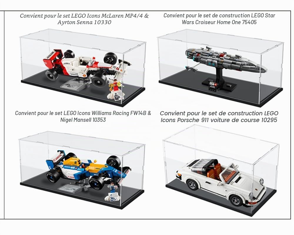DuvinDD Vitrine en Acrylique pour Lego (40 x 20 x 20 cm, Noir)
